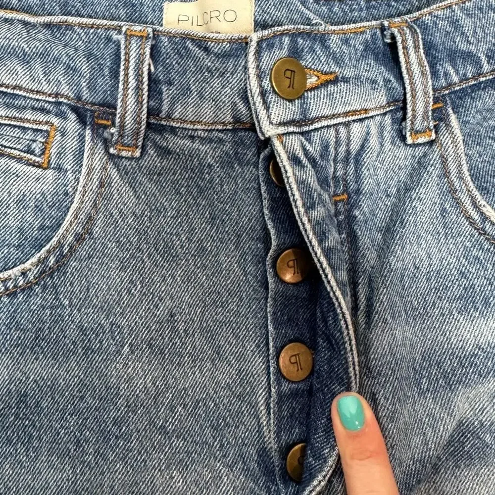 Anthropologie Pilcro Cutoff Denim Shorts 32 Light Wash Casual Summer Button Fly - Picture 5 of 7